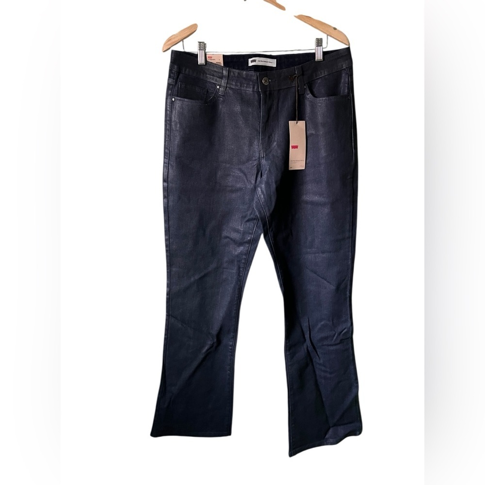 Levi’s Mid Rise Bootcut Skinny Dark Wash Shine Jeans Womens 14 M NWT - Picture 2 of 13